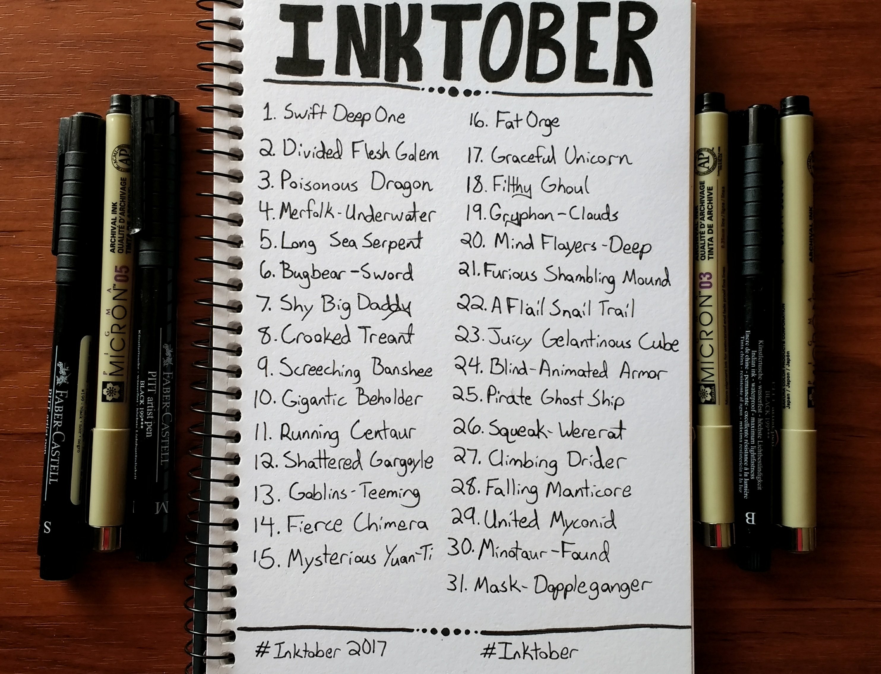 Deal Inktober Examples Inktober Supply Suggestions – ArtsyRobotz